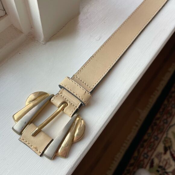 AdoppiaVita Leather Belt wTwo-Tone Deco Buckle - Picture 5 of 5